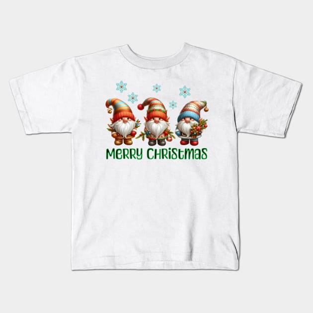 Christmas Gnomes Kids T-Shirt by Offbeat Outfits